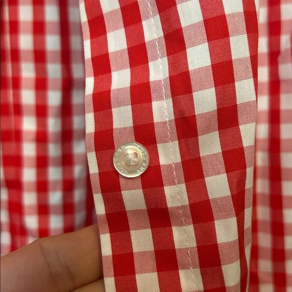 Lands’ End Red white gingham sleeveless shirt cotton size 4 P - Picture 6 of 10